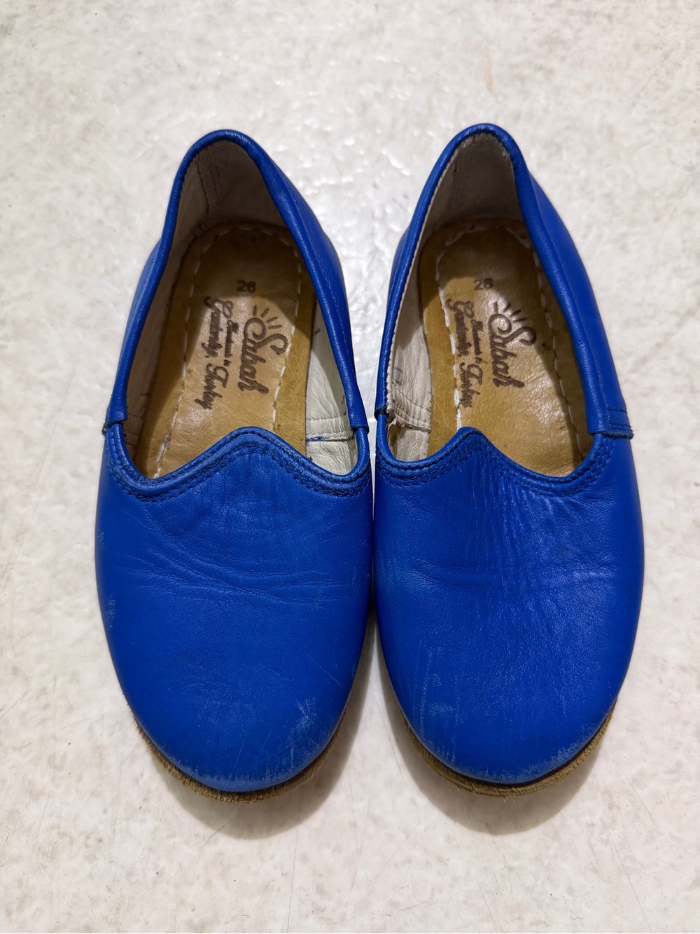 Kids Blue Sabah Leather Slip-On Flats